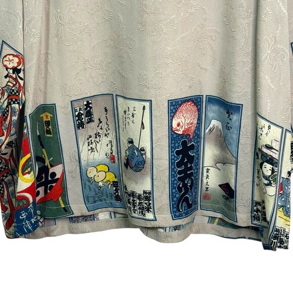 Citron Santa Monica 100% Silk Size XL Kimono Sleeve Button Up Blouse - Picture 7 of 10